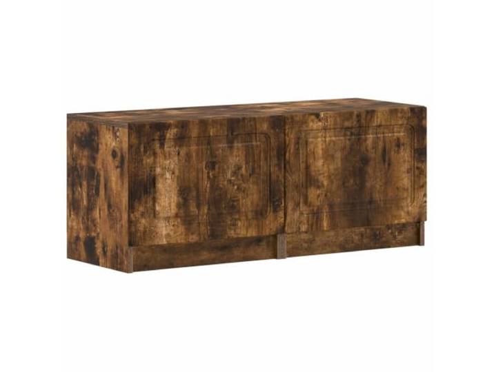 PUGYNBK TV-Schrank, rauchige Eiche, technisches Holz Kompakt, wendbare Türen, geräumige Lagerung, feuchtigkeitsbeständig, einfache Reinigung