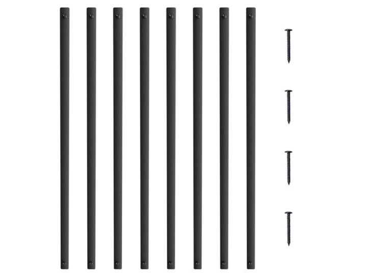 VEVOR Balustres en métal pour escalier\, 750 x 25 mm\, broche de rampe plate en alliage d'aluminium\, 51 tiges de pont avec vis\, balustrade creuse classique\, revêtement en poudre noir satiné pour porche