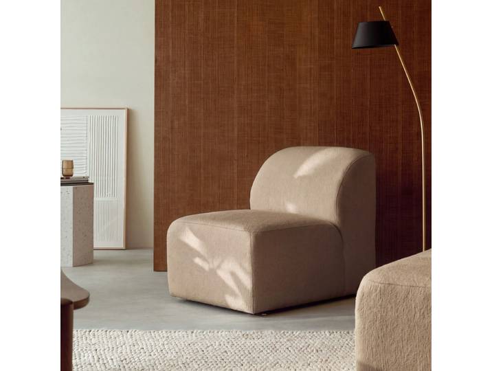 Sessel aus taupefarbenem Stoff, kleines Modell Vénus - Braun - Fabric