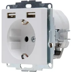 Kopp 296234082 ATHENIS - Unterputz-Schutzkontakt Steckdose, 2 USB-Ladebuchsen, Farbe: grau matt