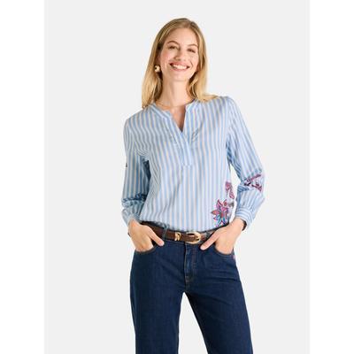 Schlupfbluse LIEBLINGSSTÜCK "KalilaL", Damen, Gr. 40, blau (414, blau frost), 60% Lyocell, 40% Baumwolle, loose fit, V-Ausschnitt, Blusen Schlupfbluse, aus Lyocell und Baumwolle