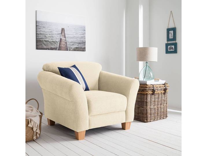 Sessel Webstoff Beige/Creme Webstoff 110 x 84 x 89cm