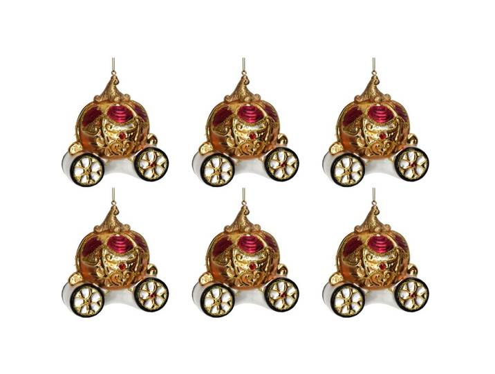 Weihnachtskugel 6er-Set Form Kutsche - Farbe: gold - Material: Glas - 949
