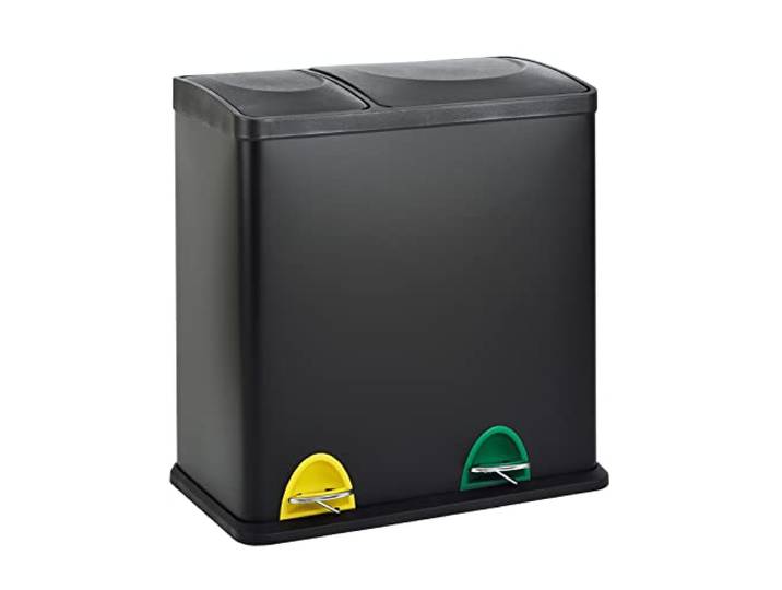 SVITA TC2Combo35 Mülleimer 35Liter kombiniert 12L+23L doppelt Abfalleimer Küchen-Eimer 2er- Mülltrennung Treteimer Schwarz