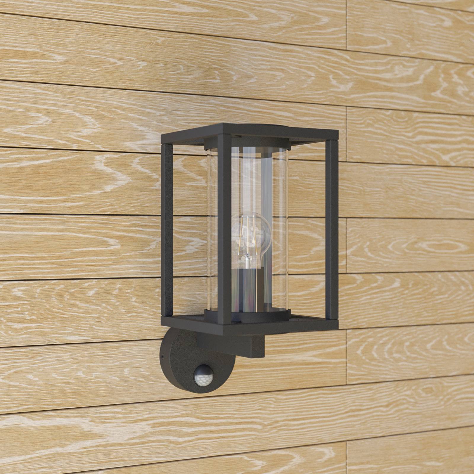 Outdoor Sensor Wall Light Ferda Lucande, dimmable, Black, Aluminium, Modern, Outdoor Wall Light