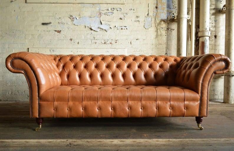 Chesterfield 3-zits ledersofa voor volwassenen