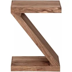 BEISTELLTISCH Massivholz Z-Form Handgefertigt, Beige 44x30x59 cm