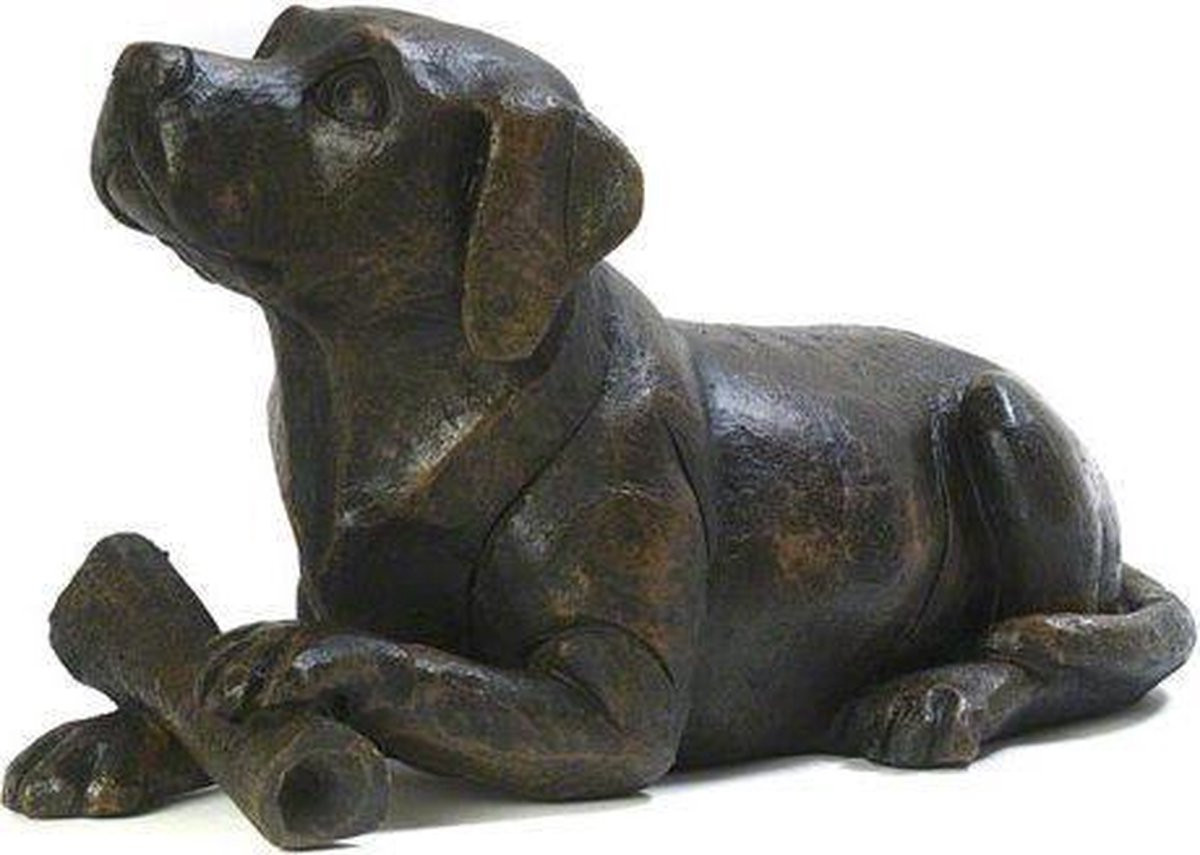 Asbeeld urn met hond en bot voor honden, 40 cm