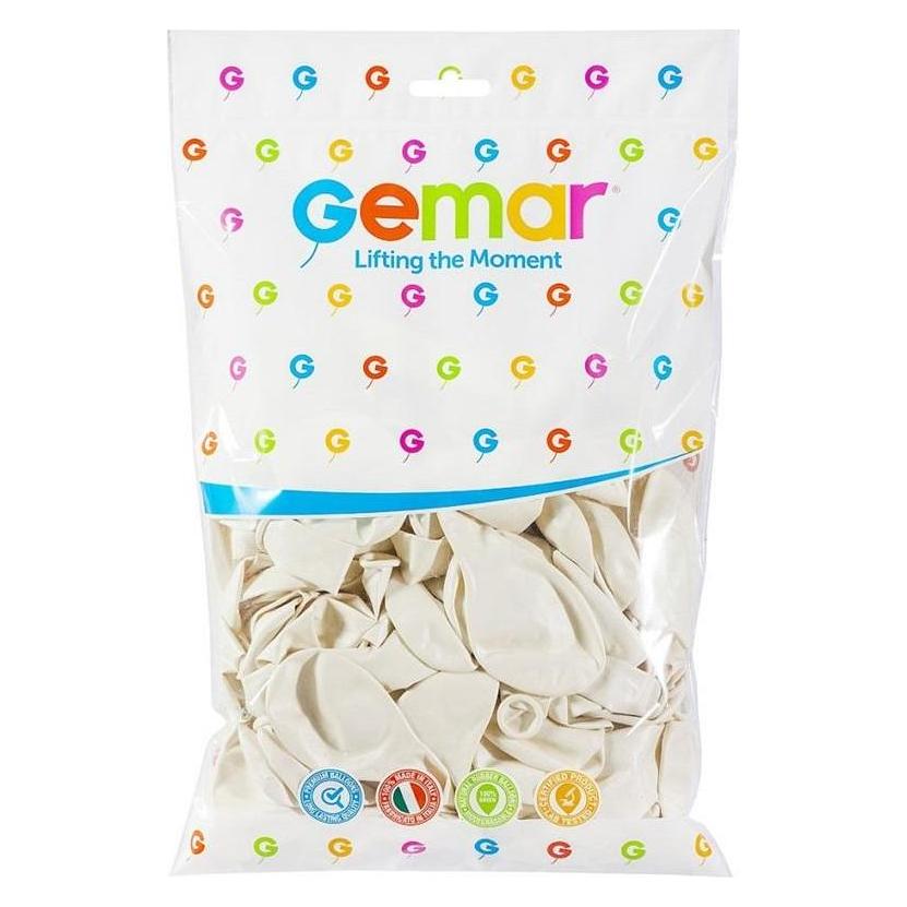 Gemar Perlweisse Metallballons AS, GM90, 25 cm, 100 Stück. (100x) (35738338)