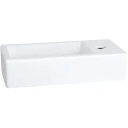 Differnz, Waschbecken, Ravo Fontein - Wasbak Keramiek - Wit - 38.5 x 18.5 x 9 cm (185 mm, 385 mm)