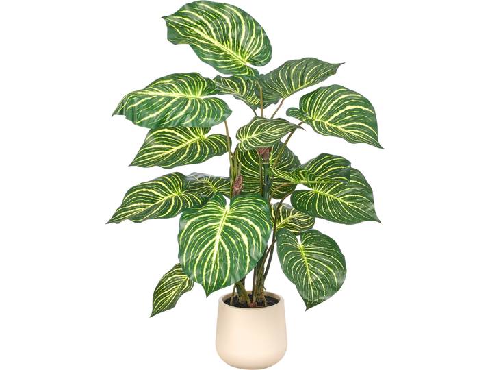 Kunstpflanze CREATIV GREEN Philodendron birkin , grün, H:120cm, Obermaterial: 75% Polyester, 25% Kunststoff, Kunstpflanzen, Kunstpflanze, mit wunderschöner Blattgestaltung