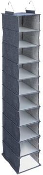 "Household Essentials Hanging Cotton Blend and Plastic Closet Organizer with 10 Shelves - 8.0""L x 12.0""W x 48.0""H"