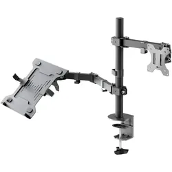 Goobay Monitorhalterung mit Laptop-Arm Flex, schwarz (Boden, 32", 8 kg), Monitor Halterung, Schwarz