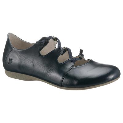 Riemchenballerina JOSEF SEIBEL "Fiona 04", Damen, Gr. 37, blau (dunkelblau), Leder, Schuhe Riemchenballerina, Slipper, Komfortschuh mit raffiniertem Gummizug, Weite G (=weit)