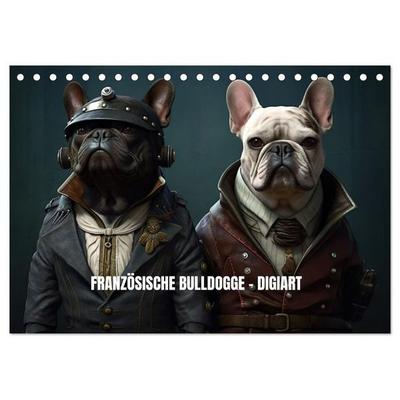Französische Bulldogge KI Digiart (Tischkalender 2027 DIN A5 quer), CALVENDO Monatskalender