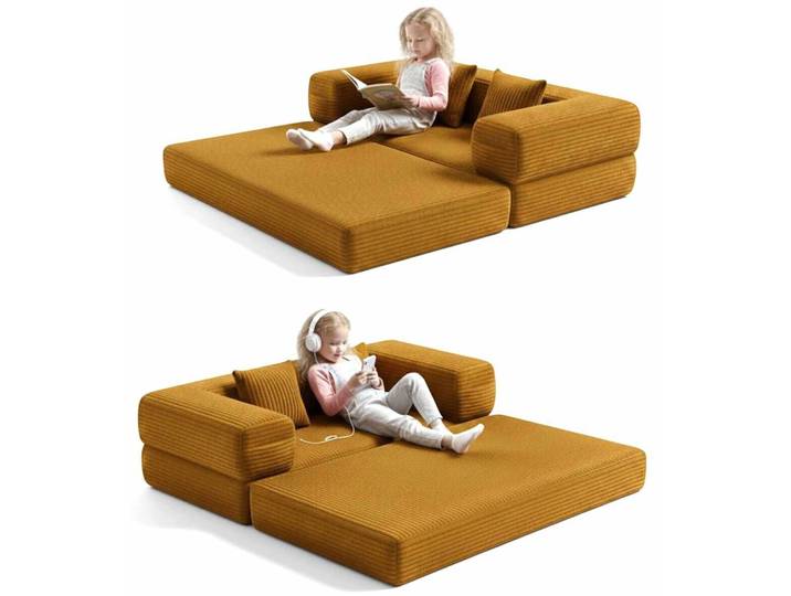 Bettsofa Kid Senfgelb Leinenstoff B 140 T 70 cm - Bettsofa