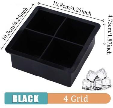 Inspired Living Premium Silicone Ice Cube Mold Spherical Whiskey Ice Mold & Reusable Cocktail Ice Tray 4 Grids