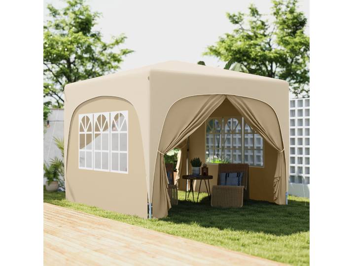 Outsunny Tonnelle Pliante 3x3m avec Fenêtres + Sac Sable