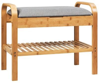 Costway Shoe Rack Bench Bamboo with Storage Shelf-Natural