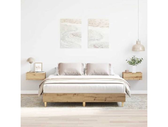 RJPLMFV Bettgestell, 150 x 200 cm, Holz aus Technik Lattenrost inklusive, robuste Füße, stabil, feuchtigkeitsbeständig