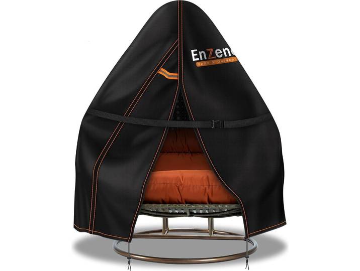 Enzeno Outdoor Pod Doppel-Eierstuhlbezug wasserdicht 2-Sitzer Schwarz 200*230