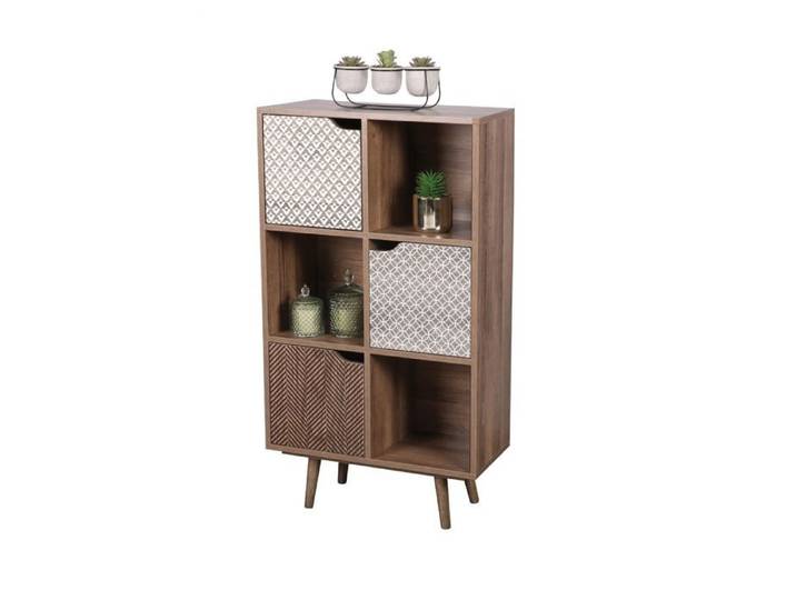 Toilinux - Bibliothèque Baobab en MDF 6 casiers - L.60 cm x H.35 cm - Marron