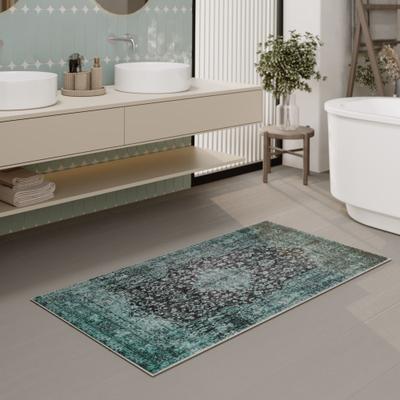 Badematte WECON HOME "Ralph", grün, H:0,5mm, Polyester, Badematten, Badematte, Vintage, waschbar, rutschfest, schnell trocknend, weich, Badteppich