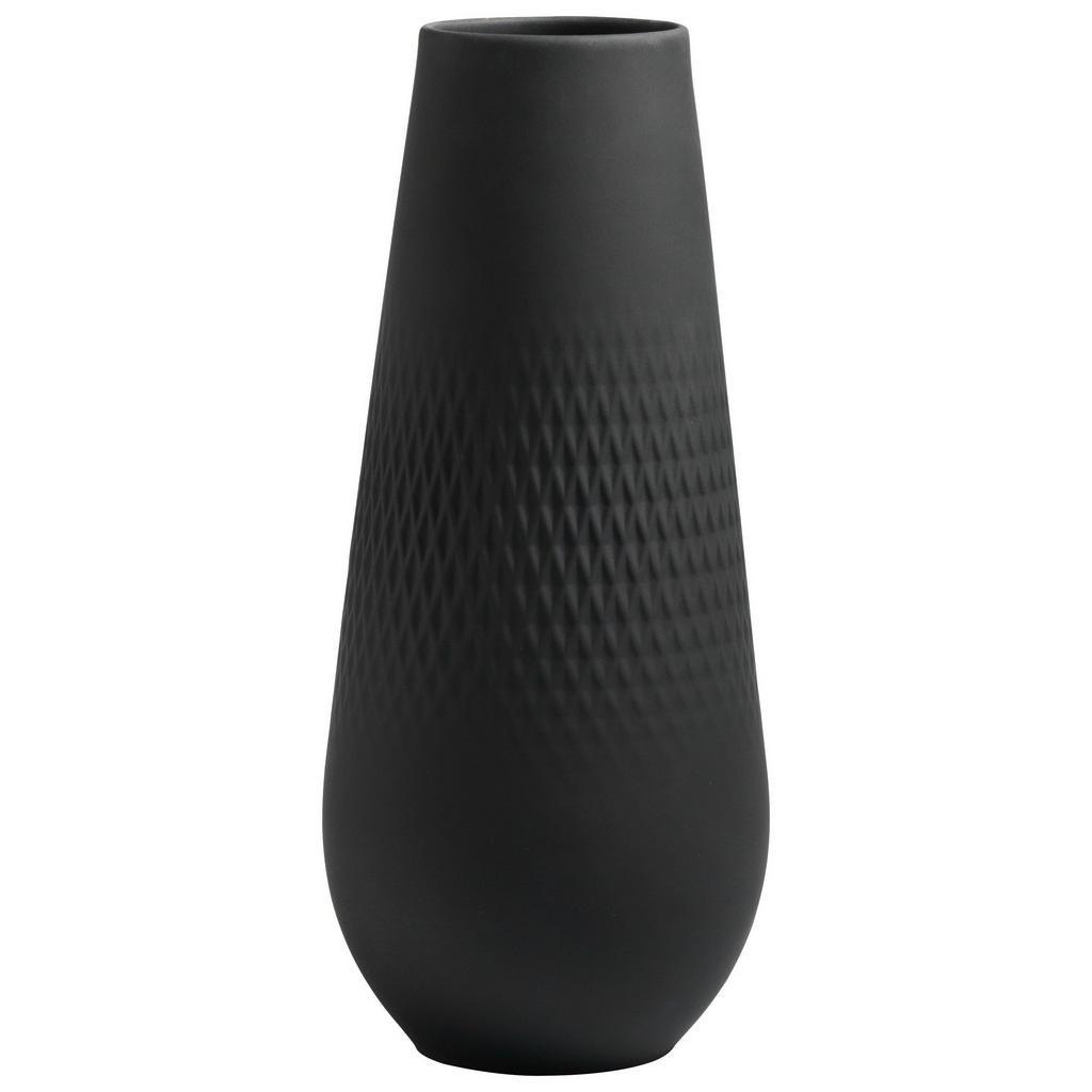 Villeroy & Boch Vase Manufacture Collier, Schwarz, Keramik, länglich, 11.5x26x11.5 cm, zum Stellen, Dekoration, Vasen, Keramikvasen