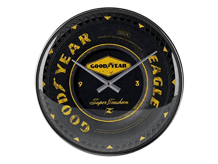 Nostalgic-Art Goodyear 51085 Retro wandklok - wiel- cadeau-idee voor auto- en motorfans, grote keukenklok, vintage design ter decoratie, � 31 cm