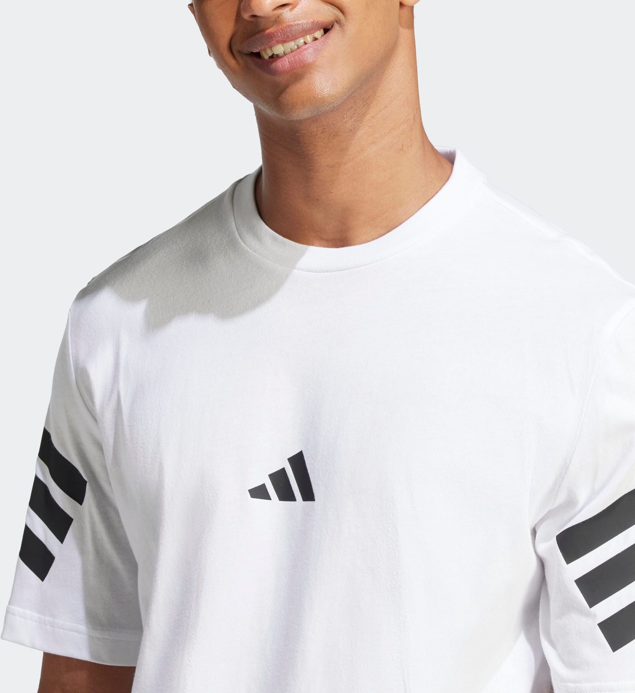 T-Shirt ADIDAS SPORTSWEAR "FUTURE ICONS 3-STREIFEN", Herren, Gr. XL, weiss (weiß), Obermaterial: 100% Baumwolle, normal, Rundhals, Shirts T-Shirt weiß XL