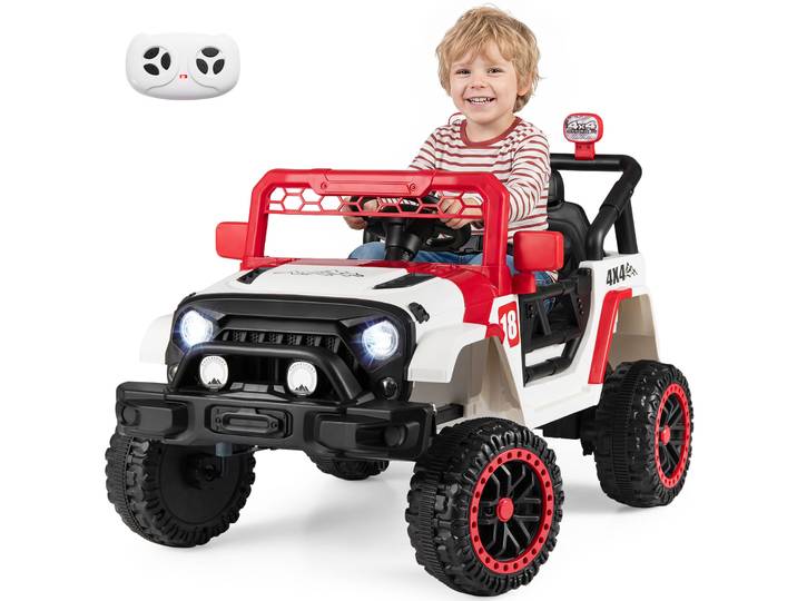 Kinder Elektroauto 12V Kinderauto met 2 Rijmodi Afstandsbediening Wit en Rood