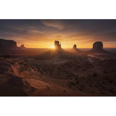Fototapete PAPERMOON "Photo-Art JUAN PABLO DE, DENKMAL SONNENAUFGANG", bunt, B:3,5m L:2,6m, Vlies, Tapeten