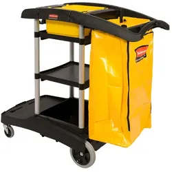 Systemwagen Rubbermaid hohe Kapazität Schwarz mit Beutel,Stielklemmen und Haken