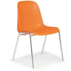 Esszimmerstuhl aus Kunststoff ELENA, orange, Chromfüße