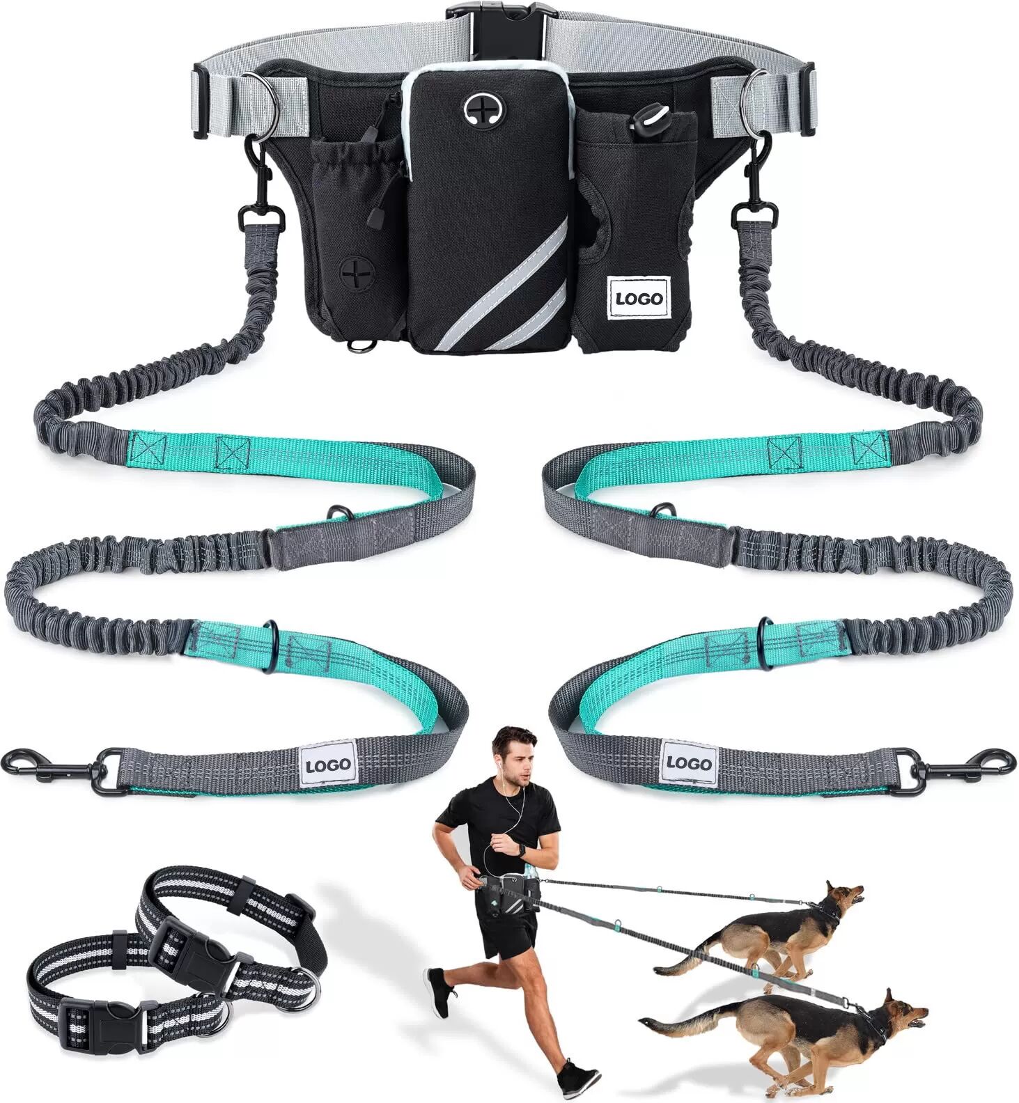 INF Outdoor-Haustier-Trainings-Hüfttaschen-Set für freihändiges Laufen mit Hund
