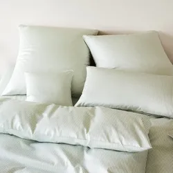 elegante Mako-Satin Bettwäsche Hamburger Streifen 155x200 cm + 80x80 cm | pistazie - grün