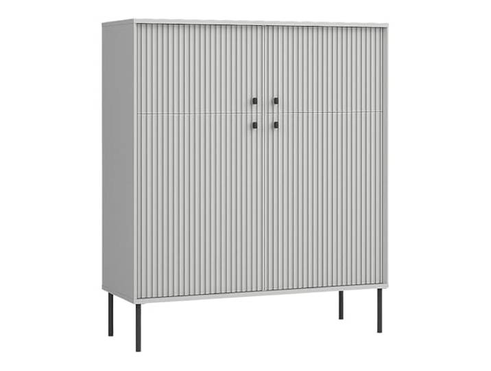 Lomadox Highboard Hochkommode in grau mit gerillter Front