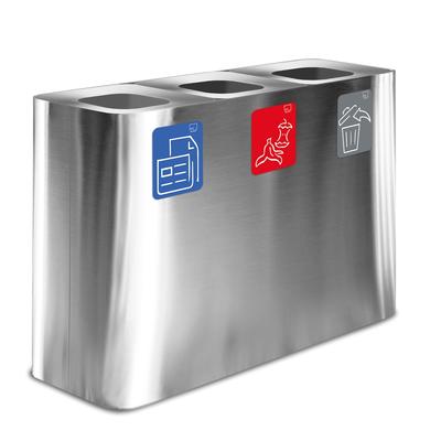 Stil Casa PURE Abfallsammelsystem, rostfreier Stahl, 115x38xh. 80 cm, 300 Liter, satinierte Aluminiumoberfläche, satiniert.