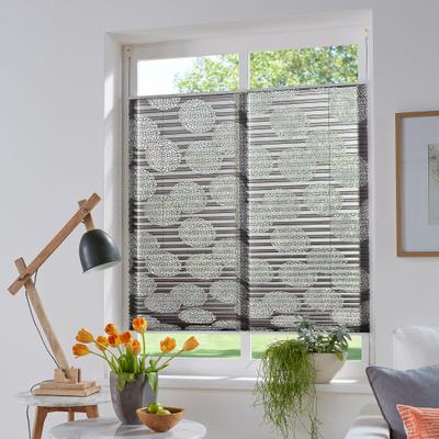 Plissee OTTO HOME "BELUM, ohne Bohren, Lichtschutz, Blumen-Kreise" Gr. 4, grau, B:70cm H:130cm, Obermaterial: 70% Baumwolle, 30% Polyester, Plissees, im Fixmaß, Ausbrenner, Kreise, Blumen, Klemmträger, Für Fenster & Tür