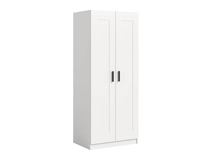 xonox.home – Kleiderschrank Visby 80x195x56 cm in Weiß – 2-türiger Wäscheschrank mit Kleiderstange & Einlegeböden – Modernes Design mit viel Stauraum für Kleidung & Textilien im Schlafzimmer