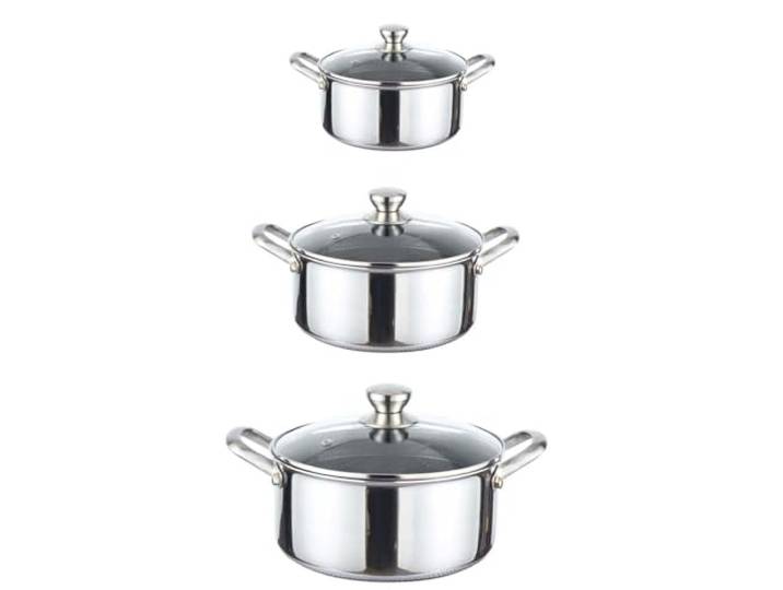 Edelstahl Topf Töpfe mit Glasdeckel - Pfannen Wabenstruktur Keramik Antihaftbeschichtung Induktion (Set, Töpfe 20+24+28cm)