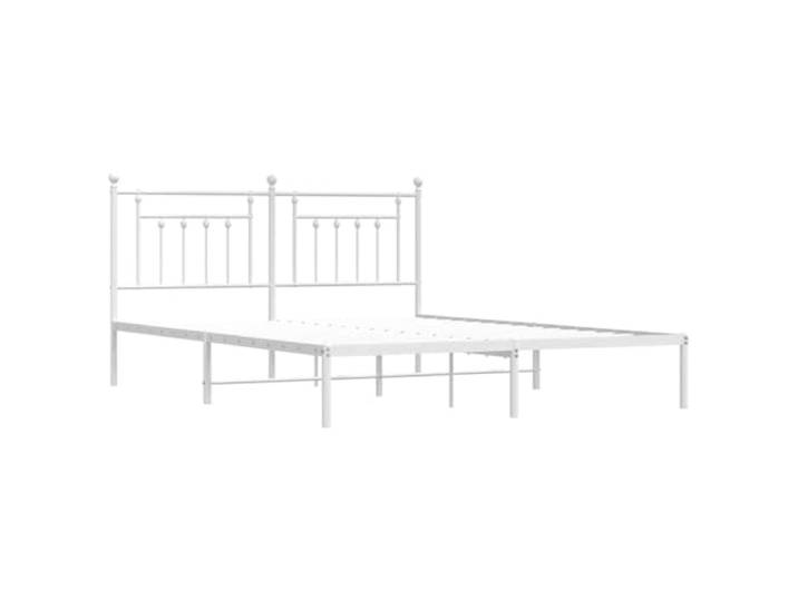 KTHLBRH Bettgestell weiß Metall 100 x 190 cm mit Kopfteil Lattenrost aus Stahl, Lattenrost inklusive, Bodenabstand 26 cm, einfache Montage