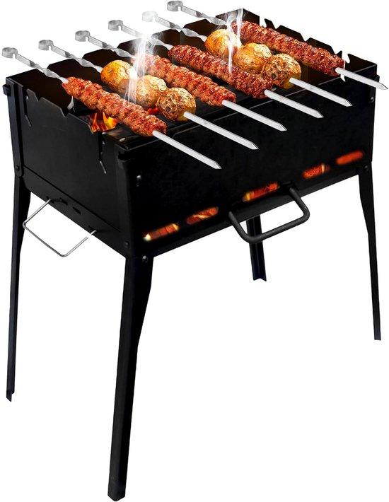 Famanu Tragbare Faltbare Grill - Robuste Kazan für Camping & Reisen (inkl. 6 Spießen)