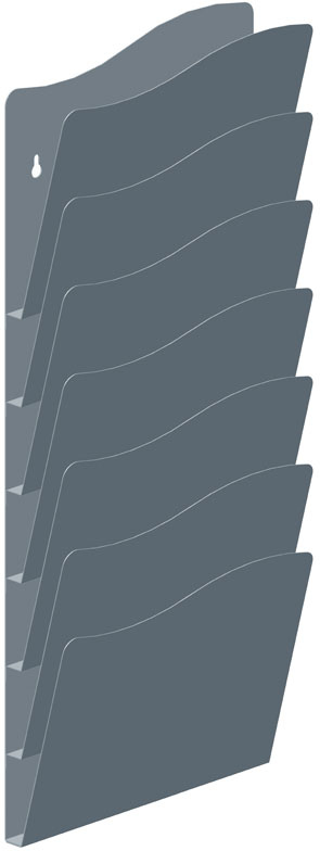 B2B Partner Wandbroschürenablage, 7 Taschen, Silber