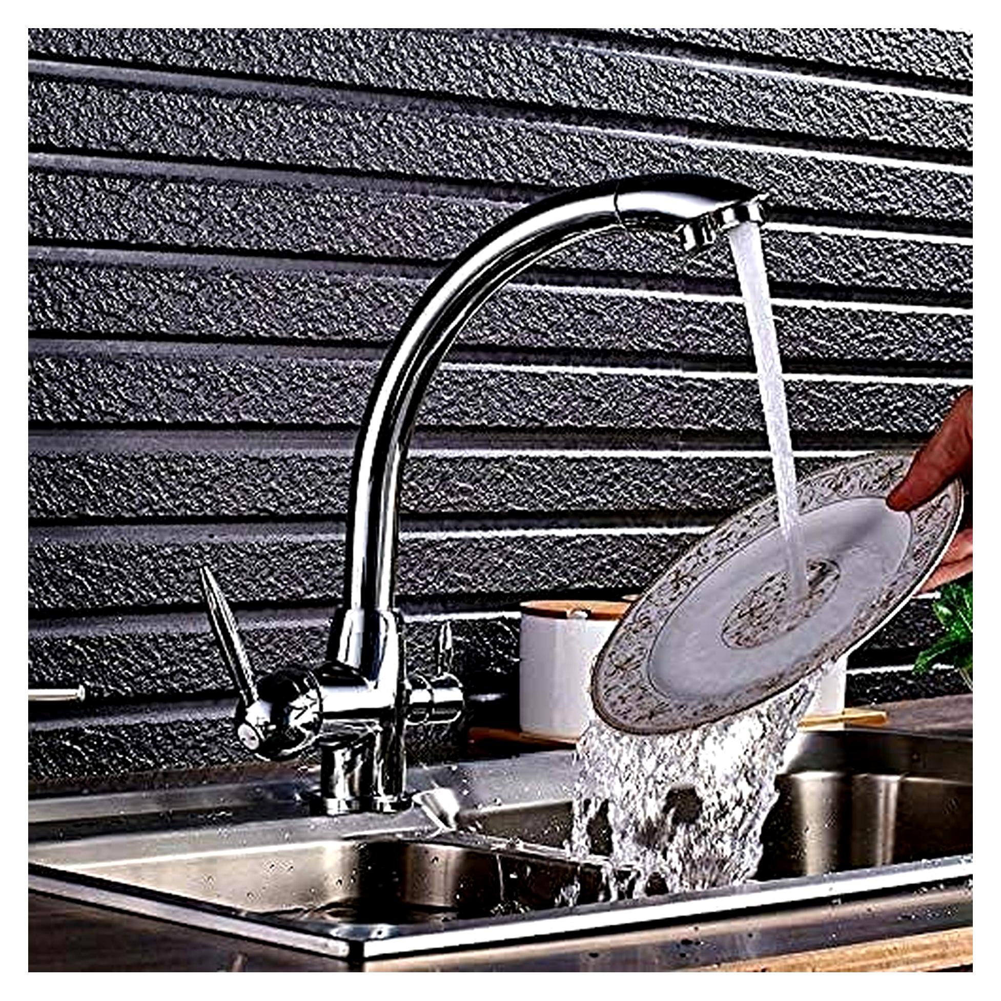Küchenarmaturen, Küchenarmatur, Wasserhahn mit Zwei Ausläufen, zusammenarbeiten und getrennt, Küchenarmatur, Sieben Modelle, Mischbatterie for Kalt- und Warmwasser, Chrom-Finish