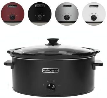 Zing Homecookin 7 Quart Oval Manual Slow Cooker with Removable Ceramic Pot