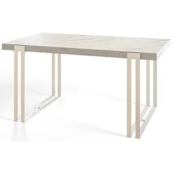ESSZIMMERTISCH ROSA 200X90X77 cm, Farbe: MARMUR, mit Metallbeinen in Farbe Weiß