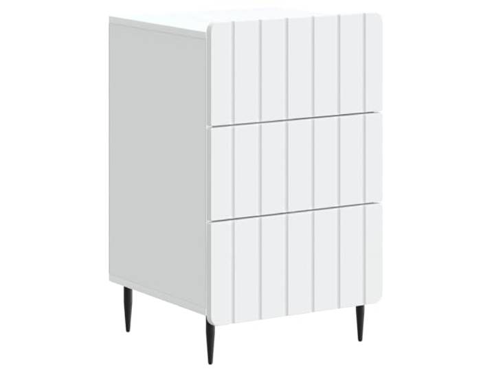 hliofuir Nachttisch Weiß mit 3 Schubladen 43 x 41 x 68 cm Beistelltisch Drei geschmeidige Schubladen schaffen Ordnung im Schlafzimmer. Zeitloses Design mit schwarzen Beinen für modernes Wohnen.