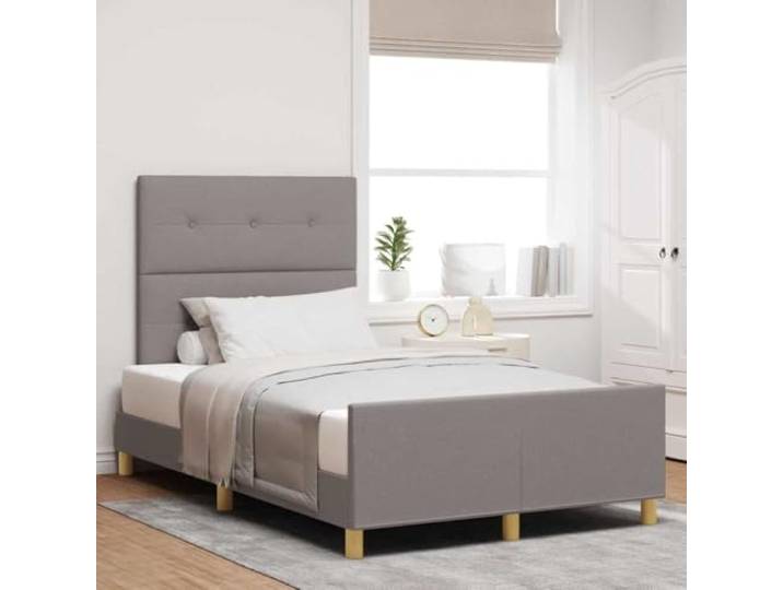 RJPLMFV Bettgestell, Taupe, 120 x 190 cm, Stoff Mit Kopfteil, Lattenrost-Design, robuste Struktur, moderner Stil