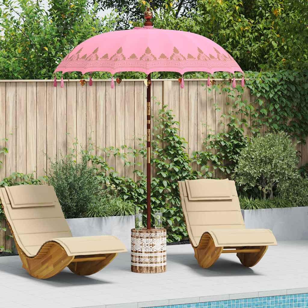 Maison Exclusive - Balinesischer Sonnenschirm mit Sockel Rosa Ø 180-190 cm